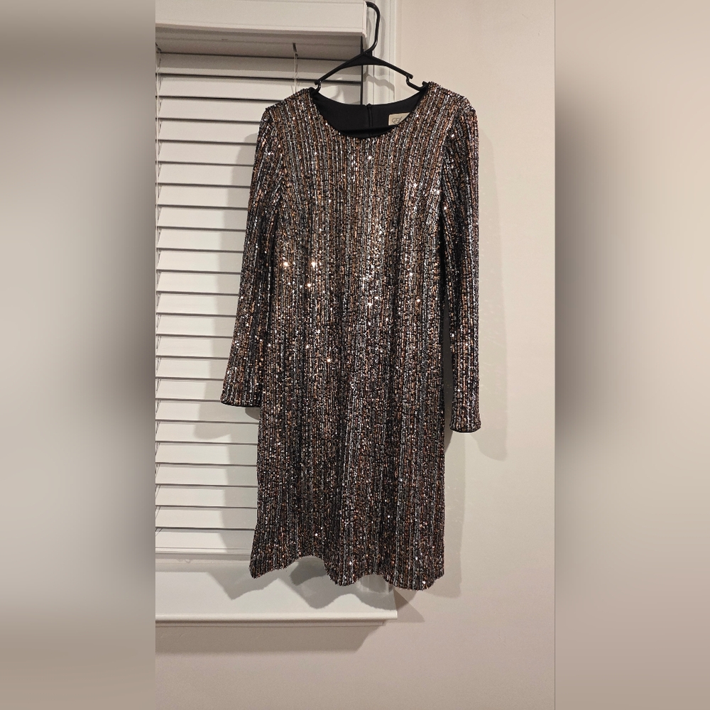 Women Dress - Girls Dress Eliza J Black and Silver Sequin Dress- SIZE 12